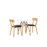Jídelní stůl Danburi - Woodlook / Woodlook MDF + Jídelní židle Sanjos - Dubový vzhled / Černá PU _2