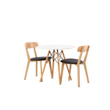Jídelní stůl Danburi - Woodlook / Woodlook MDF + Jídelní židle Sanjos - Dubový vzhled / Černá PU _2