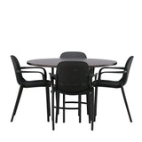 Jídelní stůl Copenhagen – černá / mocca dýha + jídelní židle Baltimore – černá / černý plast _4