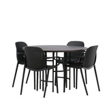 Jídelní stůl Copenhagen – černá / mocca dýha + jídelní židle Baltimore – černá / černý plast _4