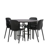 Jídelní stůl Copenhagen – černá / mocca dýha + jídelní židle Baltimore – černá / černý plast _4