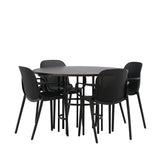 Jídelní stůl Copenhagen – černá / mocca dýha + jídelní židle Baltimore – černá / černý plast _4