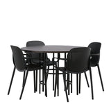 Jídelní stůl Copenhagen – černá / mocca dýha + jídelní židle Baltimore – černá / černý plast _4