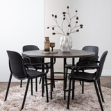 Jídelní stůl Copenhagen – černá / mocca dýha + jídelní židle Baltimore – černá / černý plast _4