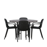 Jídelní stůl Copenhagen – černá / mocca dýha + jídelní židle Baltimore – černá / černý plast _4