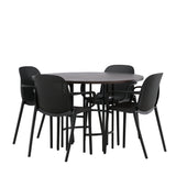 Jídelní stůl Copenhagen – černá / mocca dýha + jídelní židle Baltimore – černá / černý plast _4