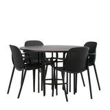 Jídelní stůl Copenhagen – černá / mocca dýha + jídelní židle Baltimore – černá / černý plast _4