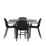 Jídelní stůl Copenhagen – černá / mocca dýha + jídelní židle Baltimore – černá / černý plast _4