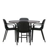 Jídelní stůl Copenhagen – černá / mocca dýha + jídelní židle Baltimore – černá / černý plast _4