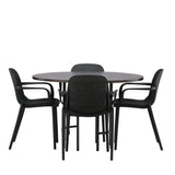 Jídelní stůl Copenhagen – černá / mocca dýha + jídelní židle Baltimore – černá / černý plast _4