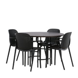 Jídelní stůl Copenhagen – černá / mocca dýha + jídelní židle Baltimore – černá / černý plast _4