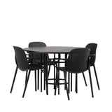 Jídelní stůl Copenhagen – černá / mocca dýha + jídelní židle Baltimore – černá / černý plast _4