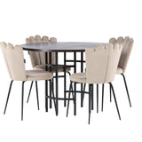 Jídelní stůl Copenhagen – černá / mocca dýha + židle Limhamn Light – černá / béžová sametová _4
