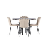 Jídelní stůl Copenhagen – černá / mocca dýha + židle Limhamn Light – černá / béžová sametová _4