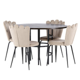 Jídelní stůl Copenhagen – černá / mocca dýha + židle Limhamn Light – černá / béžová sametová _4