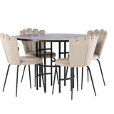 Jídelní stůl Copenhagen – černá / mocca dýha + židle Limhamn Light – černá / béžová sametová _4