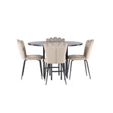 Jídelní stůl Copenhagen – černá / mocca dýha + židle Limhamn Light – černá / béžová sametová _4