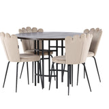 Jídelní stůl Copenhagen – černá / mocca dýha + židle Limhamn Light – černá / béžová sametová _4