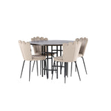 Jídelní stůl Copenhagen – černá / mocca dýha + židle Limhamn Light – černá / béžová sametová _4