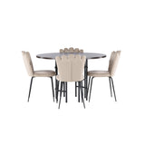 Jídelní stůl Copenhagen – černá / mocca dýha + židle Limhamn Light – černá / béžová sametová _4