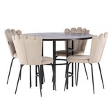 Jídelní stůl Copenhagen – černá / mocca dýha + židle Limhamn Light – černá / béžová sametová _4