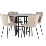 Jídelní stůl Copenhagen – černá / mocca dýha + židle Limhamn Light – černá / béžová sametová _4