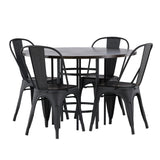 Jídelní stůl Copenhagen – černá / mocca dýha + jídelní židle Tempe – matná černá / kov _4