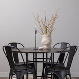 Jídelní stůl Copenhagen – černá / mocca dýha + jídelní židle Tempe – matná černá / kov _4