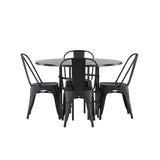 Jídelní stůl Copenhagen – černá / mocca dýha + jídelní židle Tempe – matná černá / kov _4