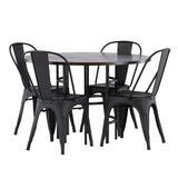 Jídelní stůl Copenhagen – černá / mocca dýha + jídelní židle Tempe – matná černá / kov _4