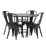 Jídelní stůl Copenhagen – černá / mocca dýha + jídelní židle Tempe – matná černá / kov _4