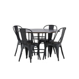 Jídelní stůl Copenhagen – černá / mocca dýha + jídelní židle Tempe – matná černá / kov _4