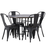 Jídelní stůl Copenhagen – černá / mocca dýha + jídelní židle Tempe – matná černá / kov _4