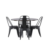 Jídelní stůl Copenhagen – černá / mocca dýha + jídelní židle Tempe – matná černá / kov _4