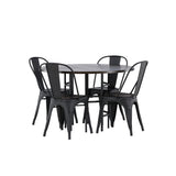 Jídelní stůl Copenhagen – černá / mocca dýha + jídelní židle Tempe – matná černá / kov _4