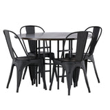 Jídelní stůl Copenhagen – černá / mocca dýha + jídelní židle Tempe – matná černá / kov _4