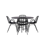 Jídelní stůl Copenhagen – černá / černá dýha + jídelní židle Dyrön – černý polypropylen _4