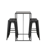 Brea Bar Table - Black / Black MDF + Tempe Bar Chair - Matná černá / kov _4