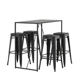Brea Bar Table - Black / Black MDF + Tempe Bar Chair - Matná černá / kov _4