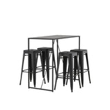 Brea Bar Table - Black / Black MDF + Tempe Bar Chair - Matná černá / kov _4