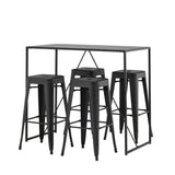 Brea Bar Table - Black / Black MDF + Tempe Bar Chair - Matná černá / kov _4