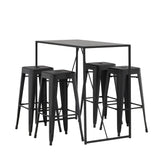 Brea Bar Table - Black / Black MDF + Tempe Bar Chair - Matná černá / kov _4