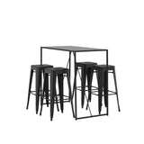 Brea Bar Table - Black / Black MDF + Tempe Bar Chair - Matná černá / kov _4