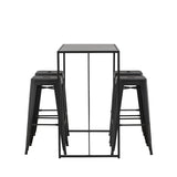 Brea Bar Table - Black / Black MDF + Tempe Bar Chair - Matná černá / kov _4