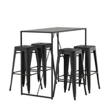 Brea Bar Table - Black / Black MDF + Tempe Bar Chair - Matná černá / kov _4
