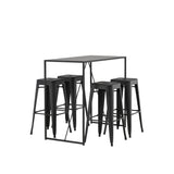 Brea Bar Table - Black / Black MDF + Tempe Bar Chair - Matná černá / kov _4