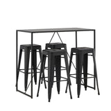 Brea Bar Table - Black / Black MDF + Tempe Bar Chair - Matná černá / kov _4