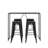Brea Bar Table - Black / Black MDF + Tempe Bar Chair - Matná černá / kov _4