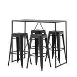 Brea Bar Table - Black / Black MDF + Tempe Bar Chair - Matná černá / kov _4