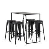Brea Bar Table - Black / Black MDF + Tempe Bar Chair - Matná černá / kov _4